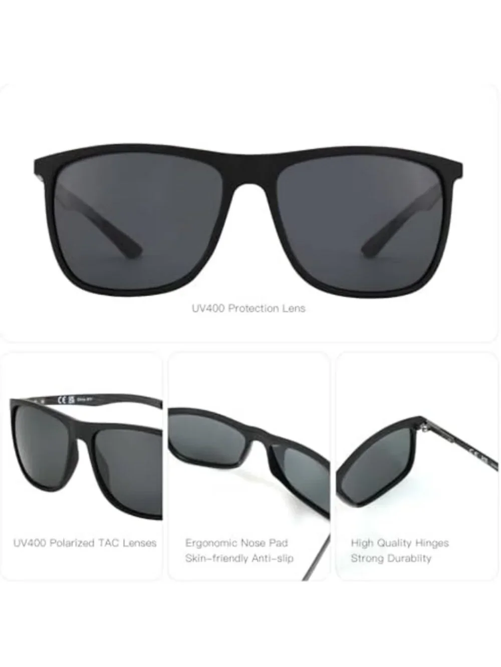 Ultralight Square Polarized Sunglasses for Men | UV400 Protection, Carbon Fiber